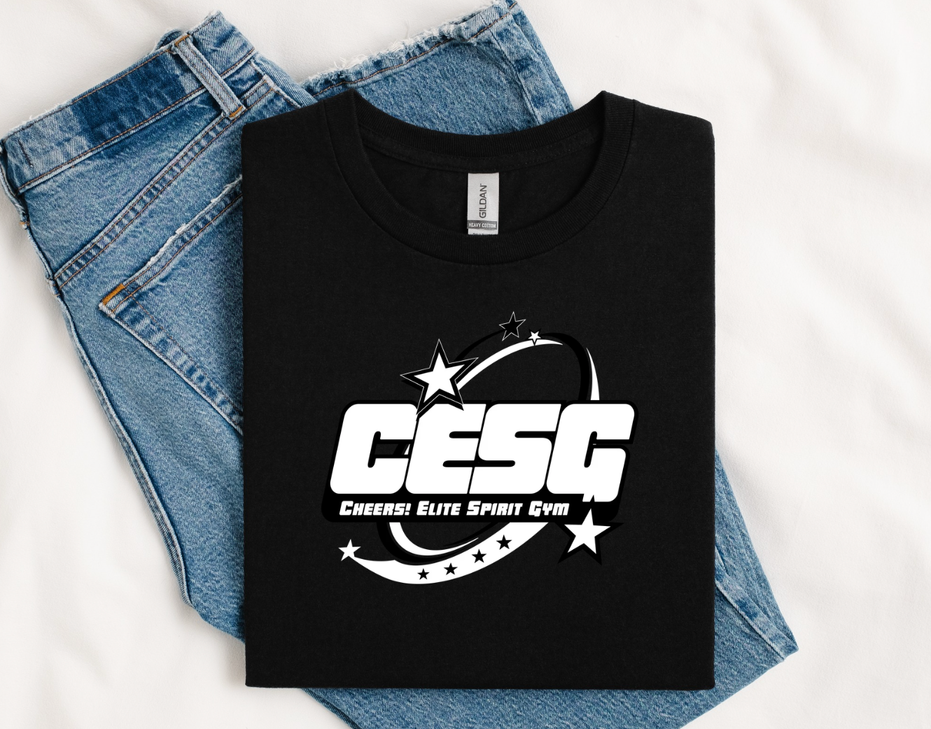 Black and White Logo Tee- GILDAN